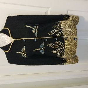 Gorgeous tricot dragon flies embroidered sueter